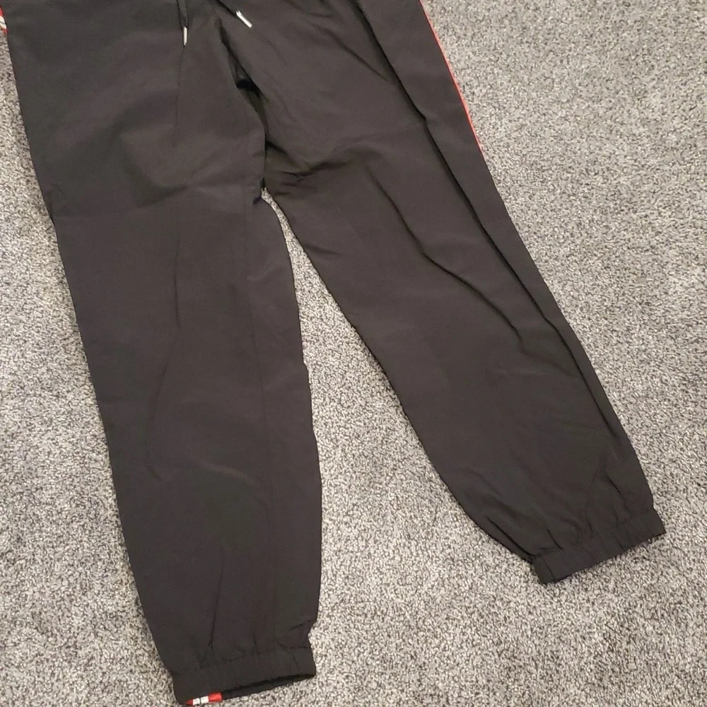 Men's Black Athletic Jogger Pants with Red Trim